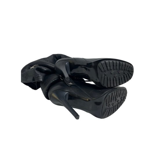 Velika Corinna Faux Fur Fold Over Stiletto Leather Boots Black Women’s Size 7.5 - Picture 8 of 10